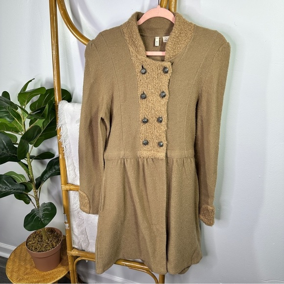 Anthropologie Moth Midtown Brown Wool Coat sz L - Picture 2 of 9